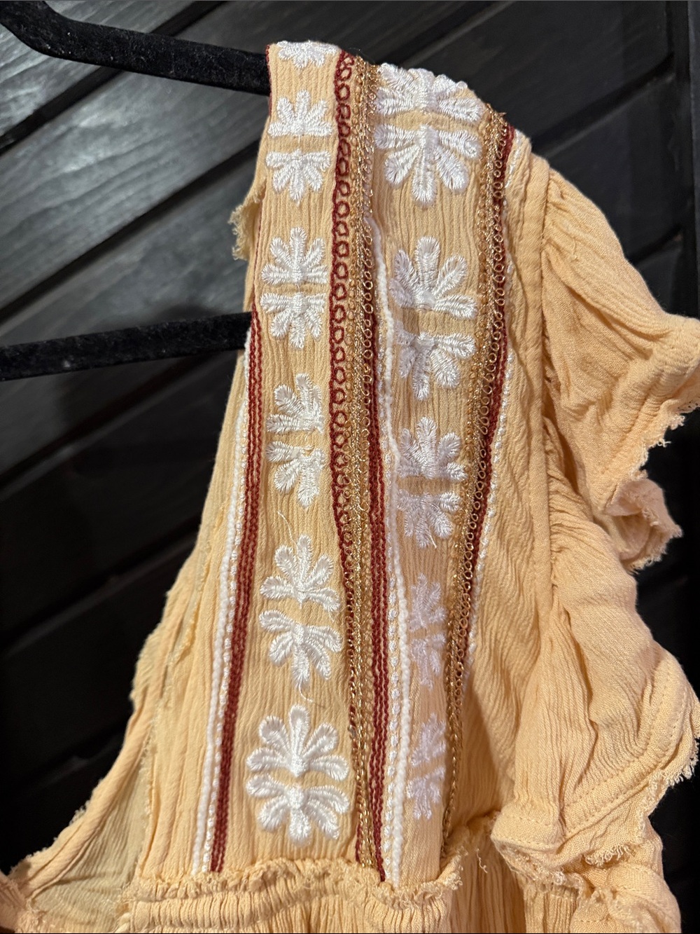 Free People Peach Midi Dress with Embroidered V-Neck - Picture 3 of 4